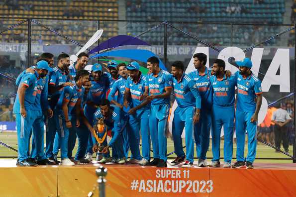 India celebrated their victory in the 2023 Asia Cup.